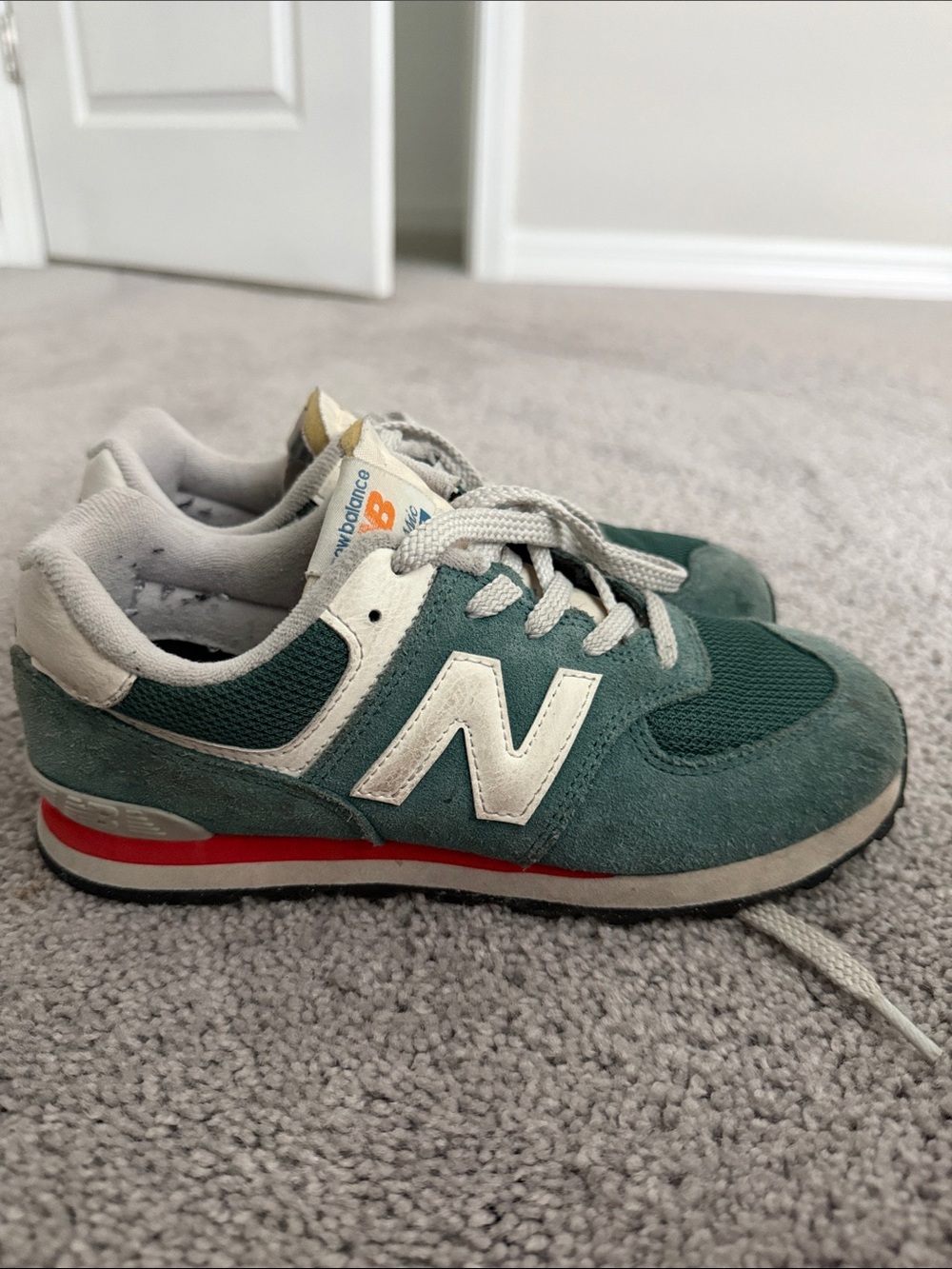 New Balance Kids Teal Suede Sneakers with White N